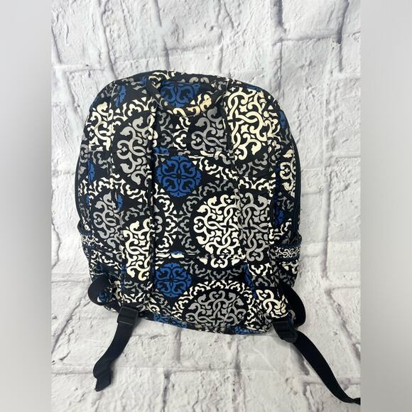 Vera Bradley Canterberry Cobalt Blue Quilted Backpack School College - Picture 3 of 9